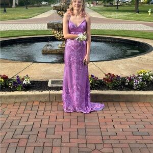 SHEIN Lavender Lace Prom Dress